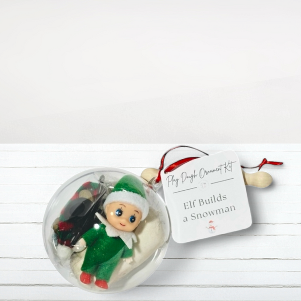 Elf Builds a Snow Man - Play Dough Ornament