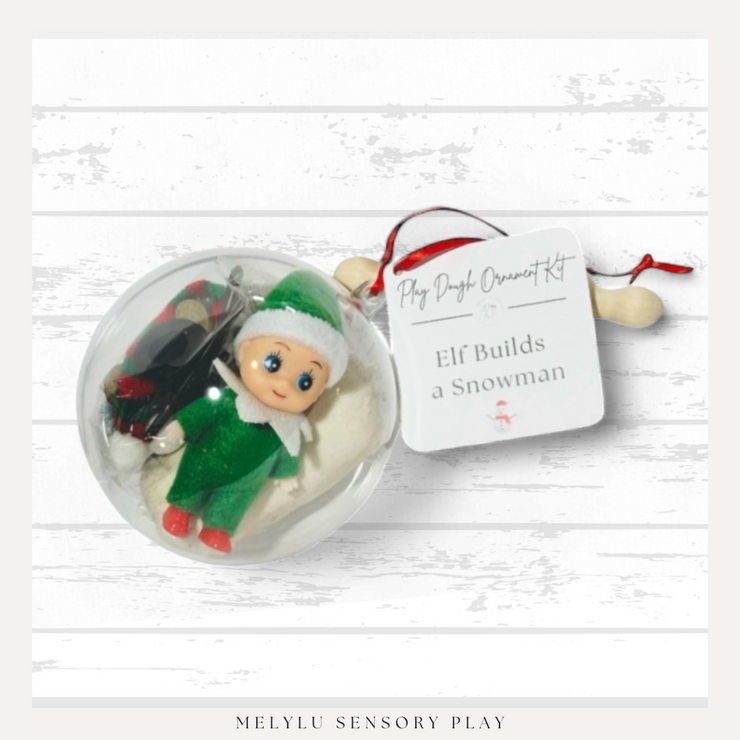 Elf Builds a Snow Man - Play Dough Ornament